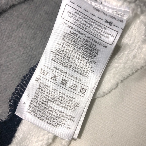 Adidas White/Navy Blue/Grey Striped Logo Embroidered Hooded Jacket Size S - Picture 6 of 9